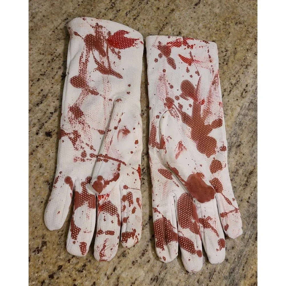 Vintage Size XXL Stretch Long Formal Fake Bloody Horror Zombie Costume Gloves - Picture 5 of 15